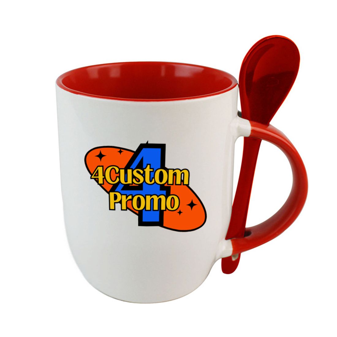 11 oz Inner Color Ceramic Coffee Mug with Spoon