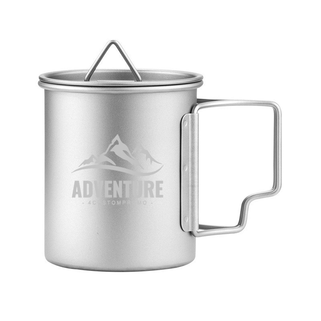 12 oz Titanium Pot Camping Mug with Lid & Handle
