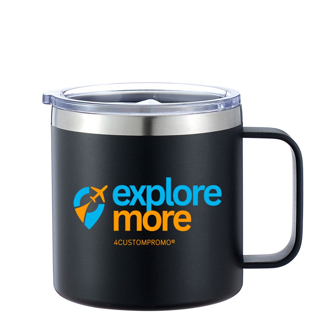 14 oz Stainless Steel Double-Wall Camping Mug w/ Lid