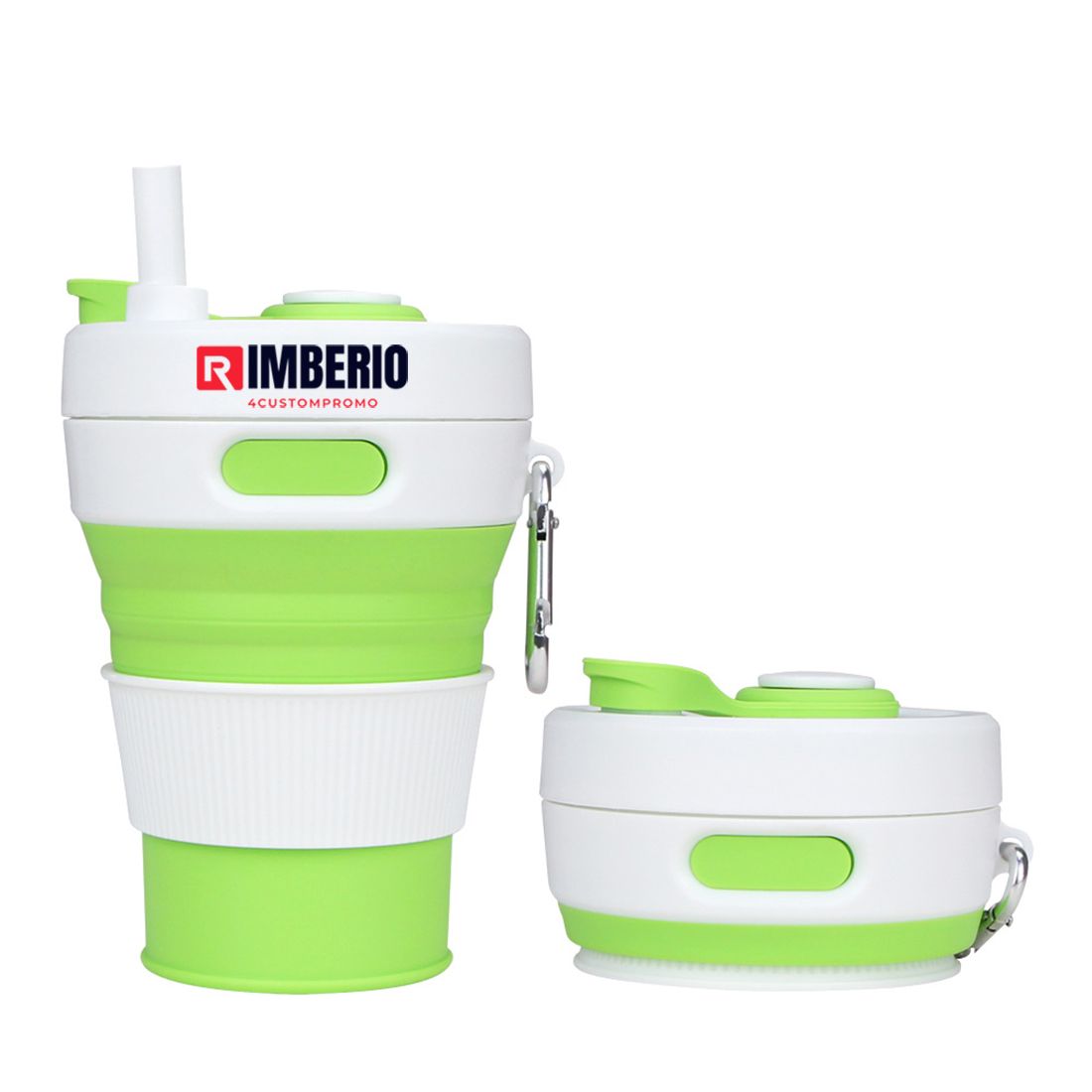 15 oz Foldable Silicone Cup with Straw & Carabiner