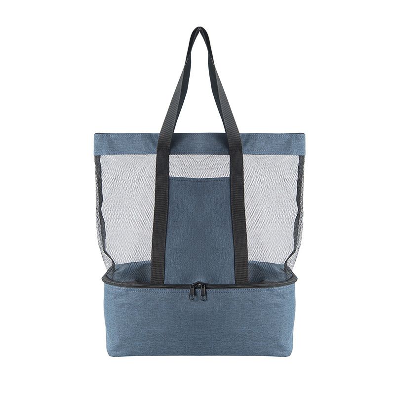 Custom Mesh Beach Tote Bag with Insulated Cooler