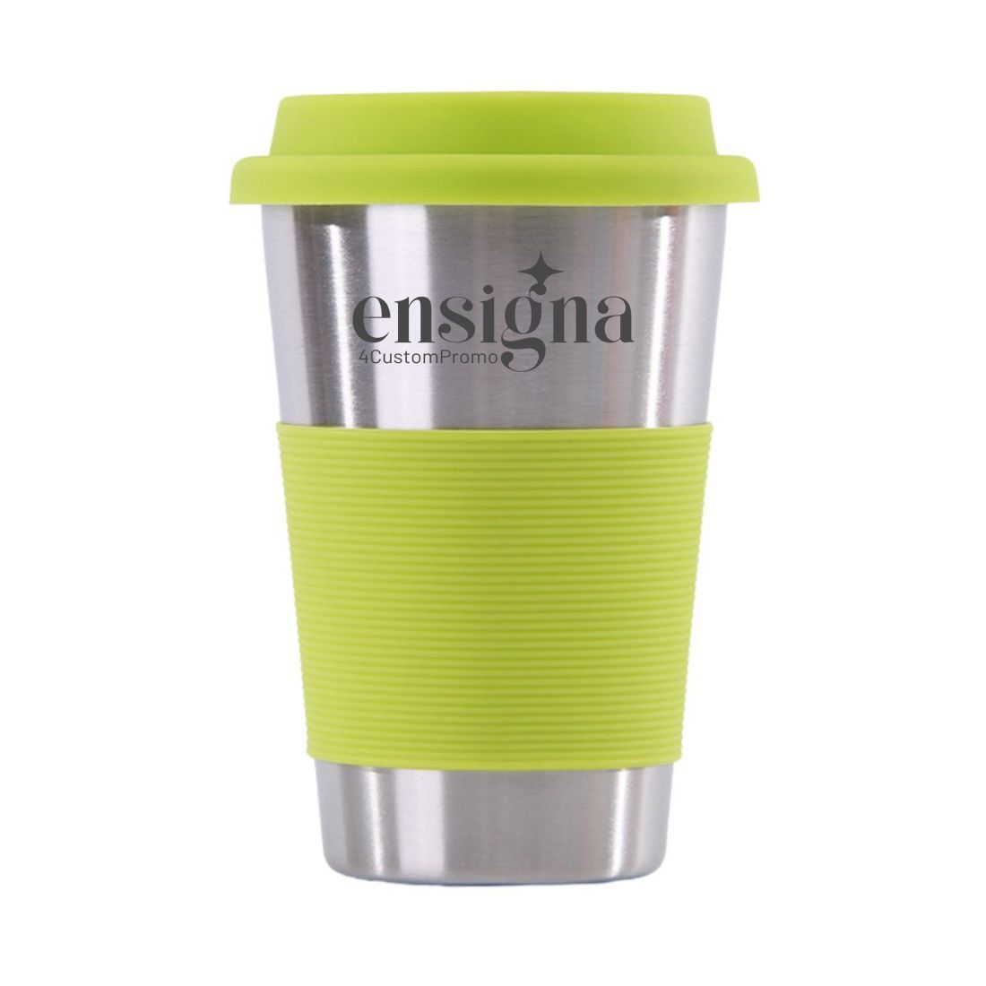 16 oz Stainless Steel Mug with Silicone Lid and Grip
