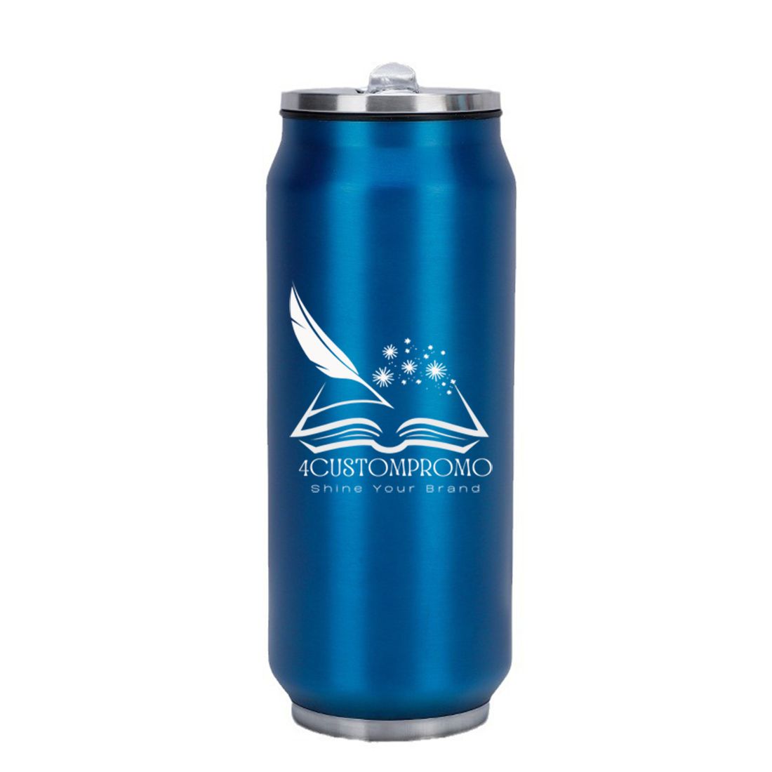 17 oz Double-Wall Stainless Steel Can Style Bottle w/ Straw