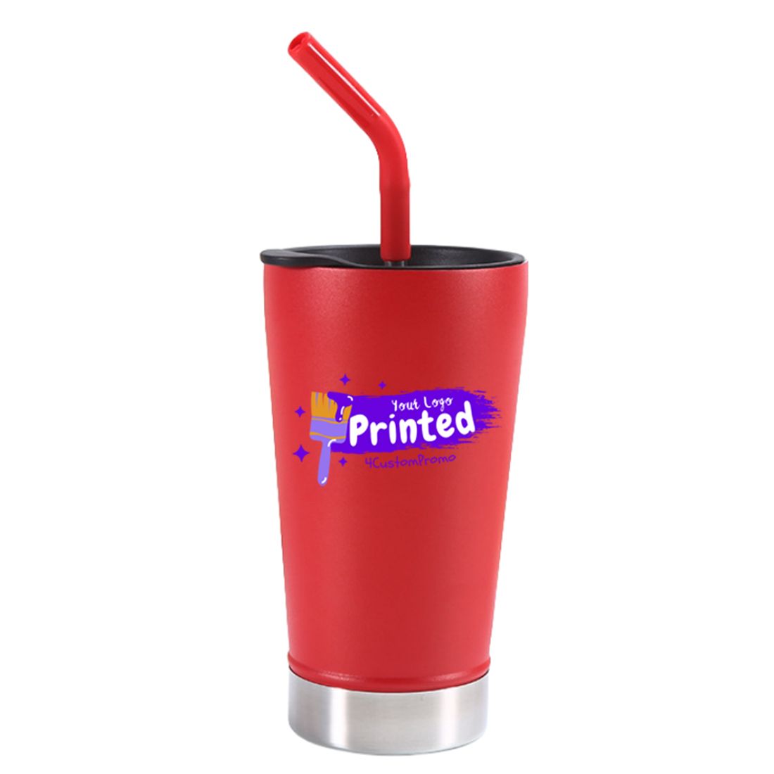 17 oz Stainless Steel Double-Wall Insulated Cup with Straw
