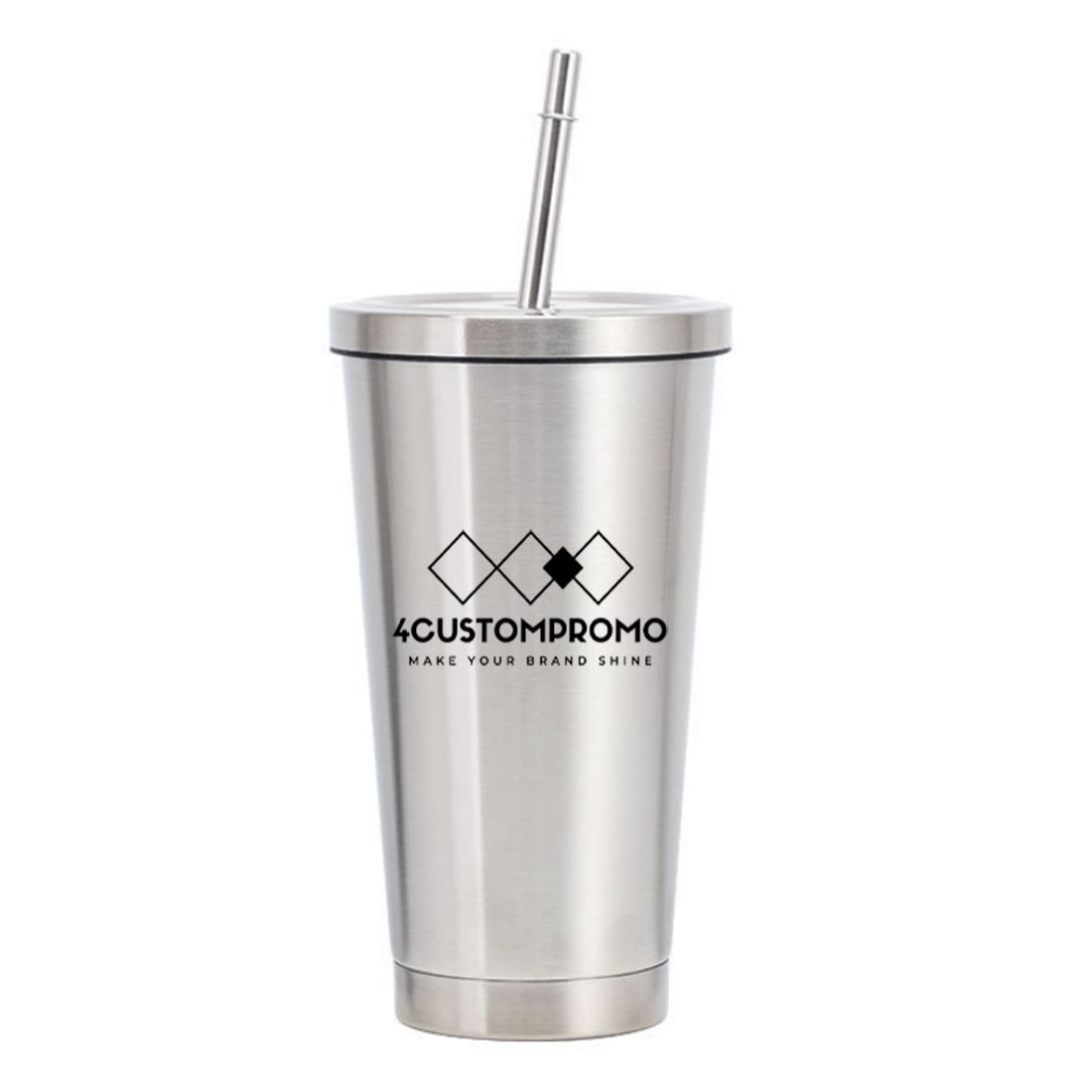 17 oz Stainless Steel Double-Wall Insulated Tumbler w/ Straw