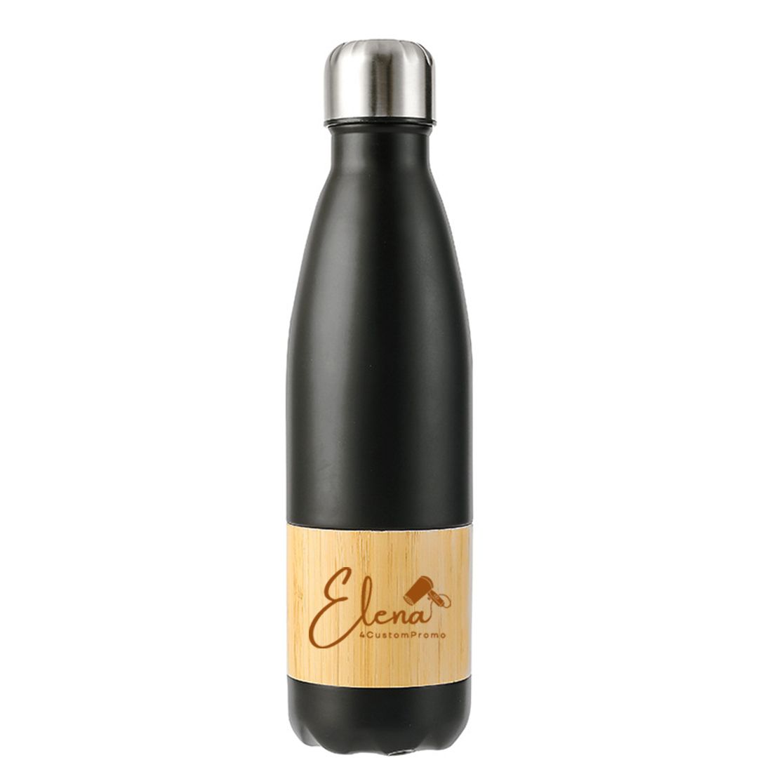 17 oz Stainless Steel Double-Wall Vacuum Bottle w/ Bamboo Sleeve