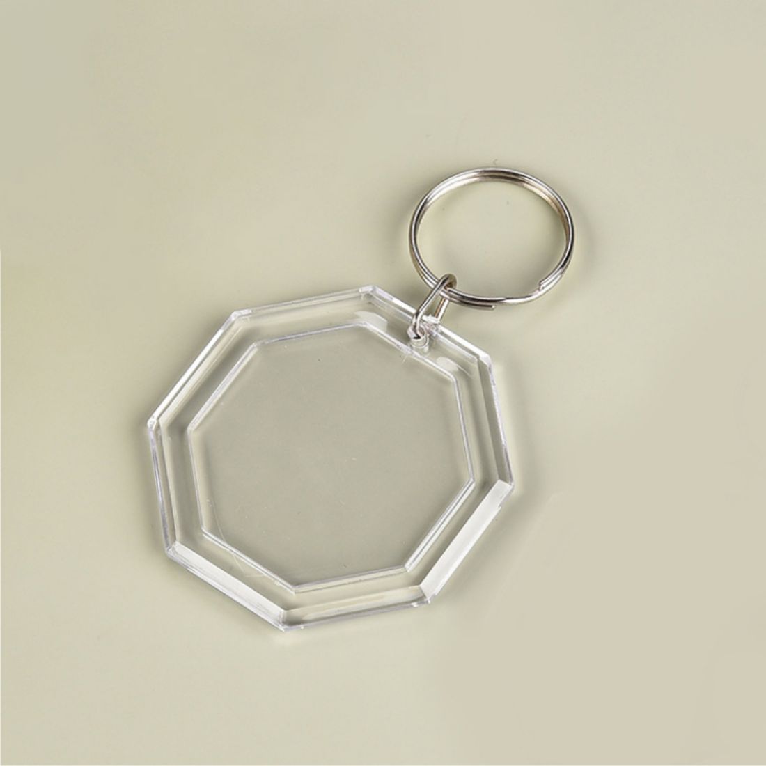 Custom DIY Insert Photo Octagon Clear Keyring
