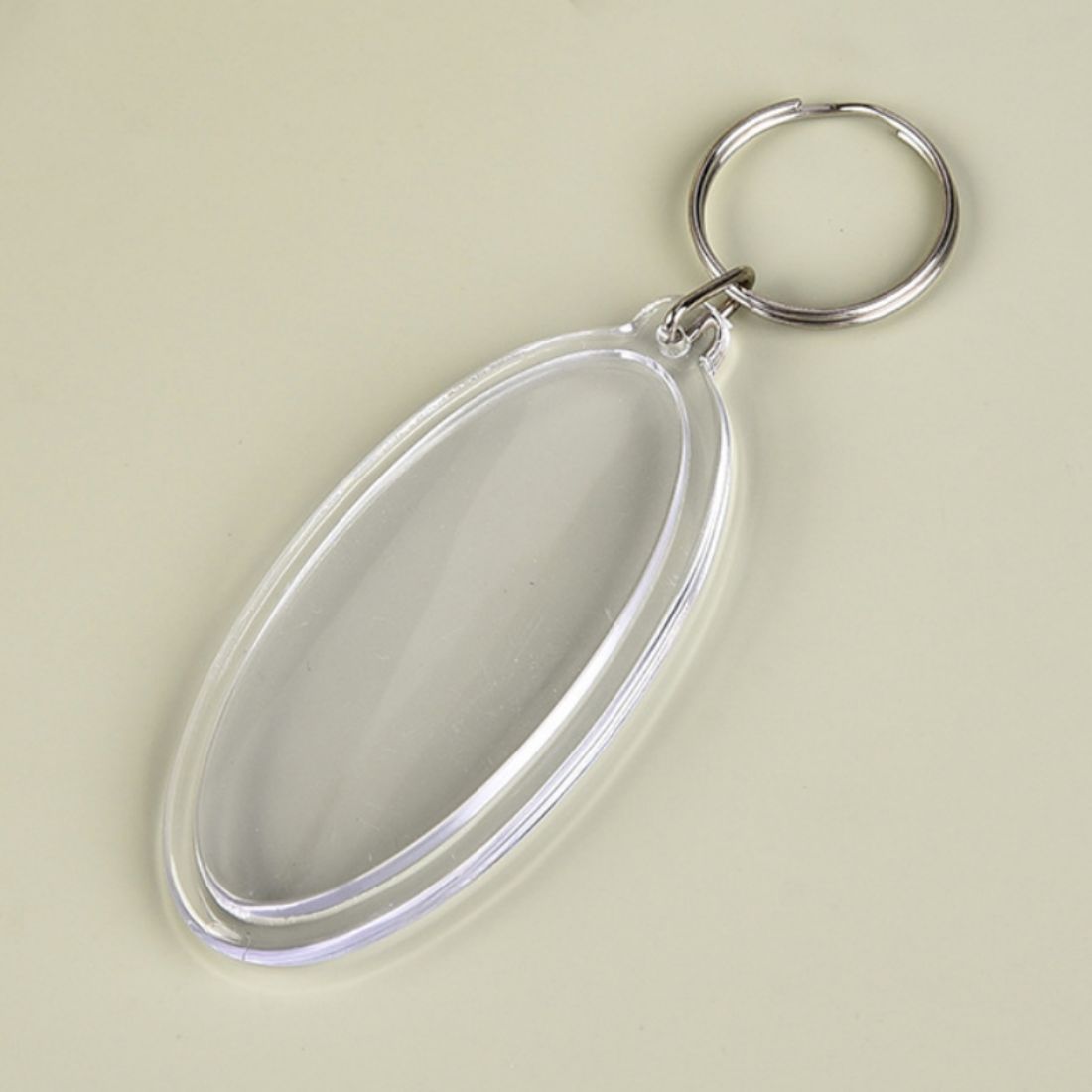 Large Oval Custom Picture Insert Clear Keyring