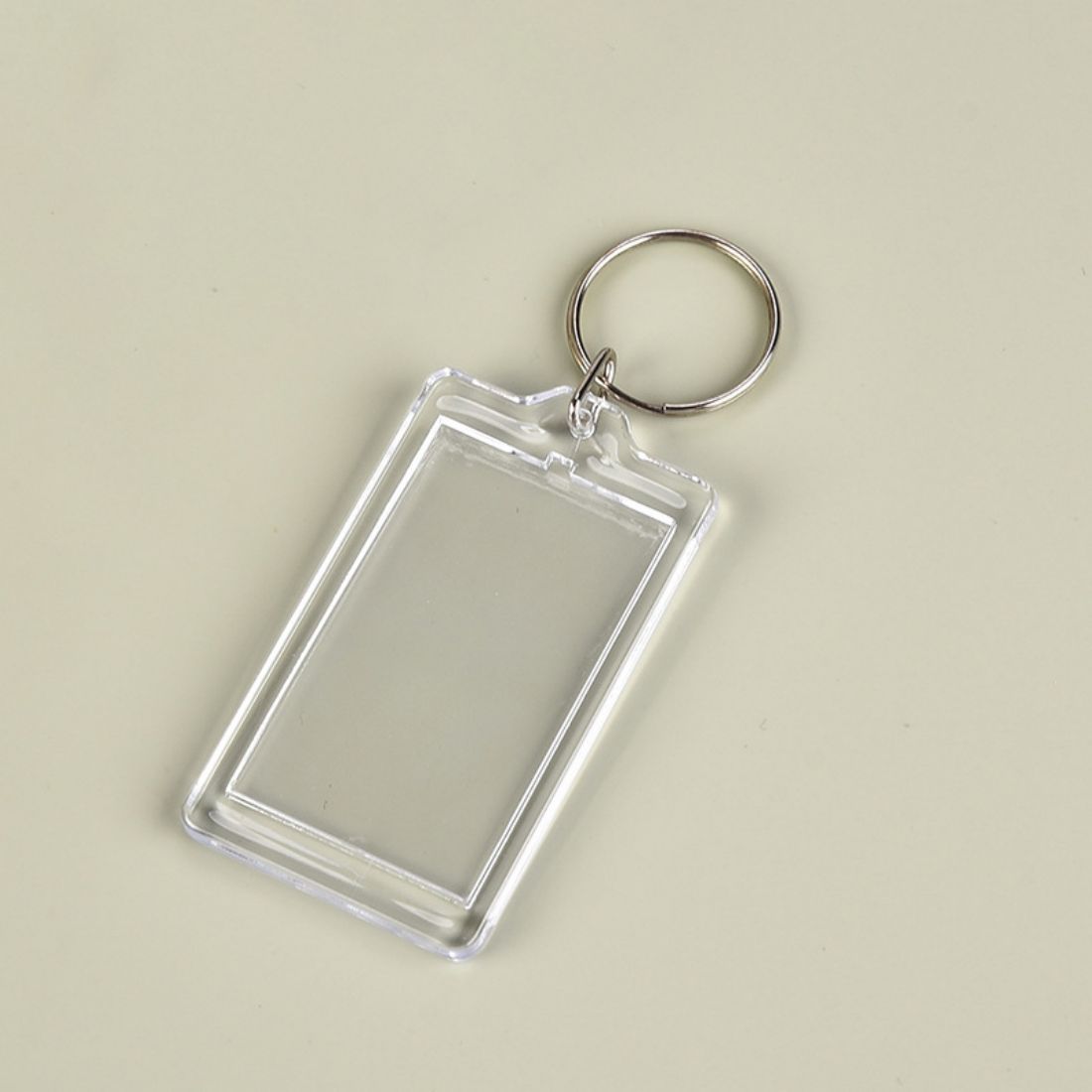 Custom Rectangle Picture Frame Clear Keychain
