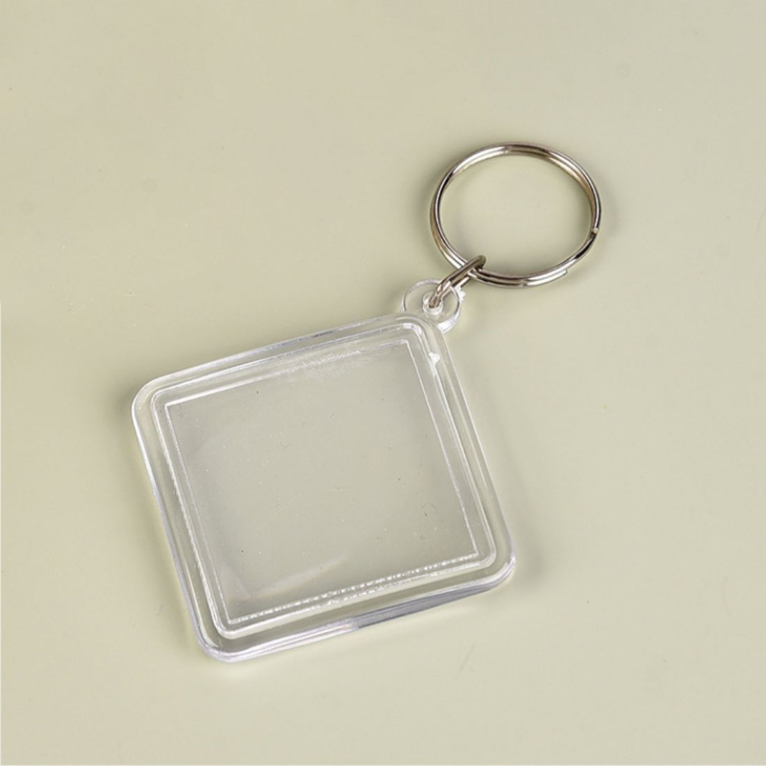 Custom Picture Insert Rhombus Clear Keyring