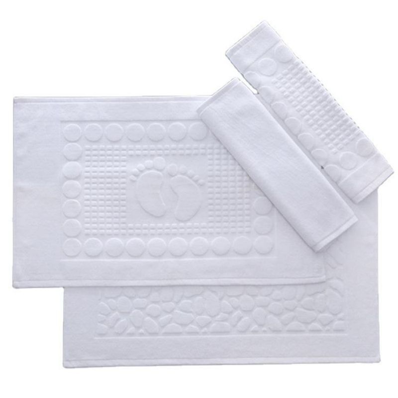 Custom Cotton Hotel Bath Mat with Embroidered Logo