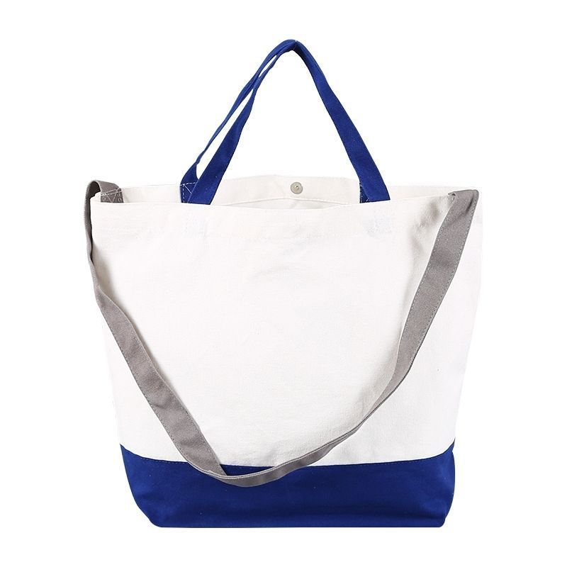 Cotton Canvas Shopping Tote Bag with Snap Closure