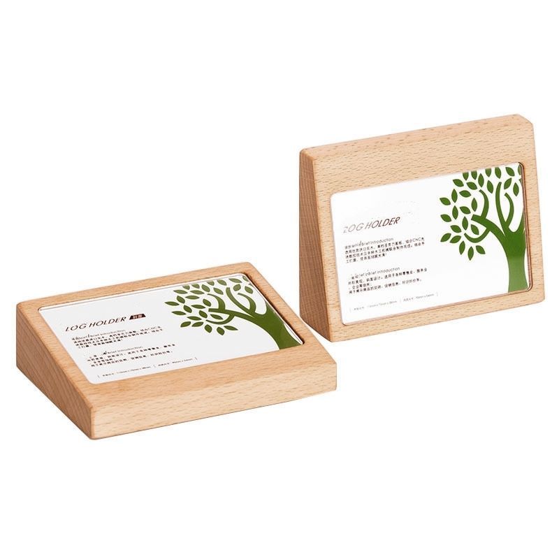 Wooden Desktop Card Display Holder with Acrylic Cover