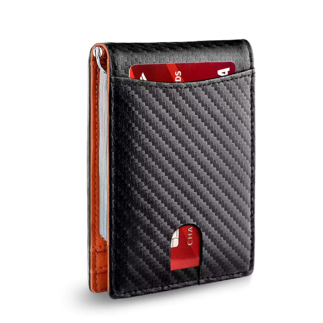 RFID Blocking Mens Money Clip Slim Leather Wallet