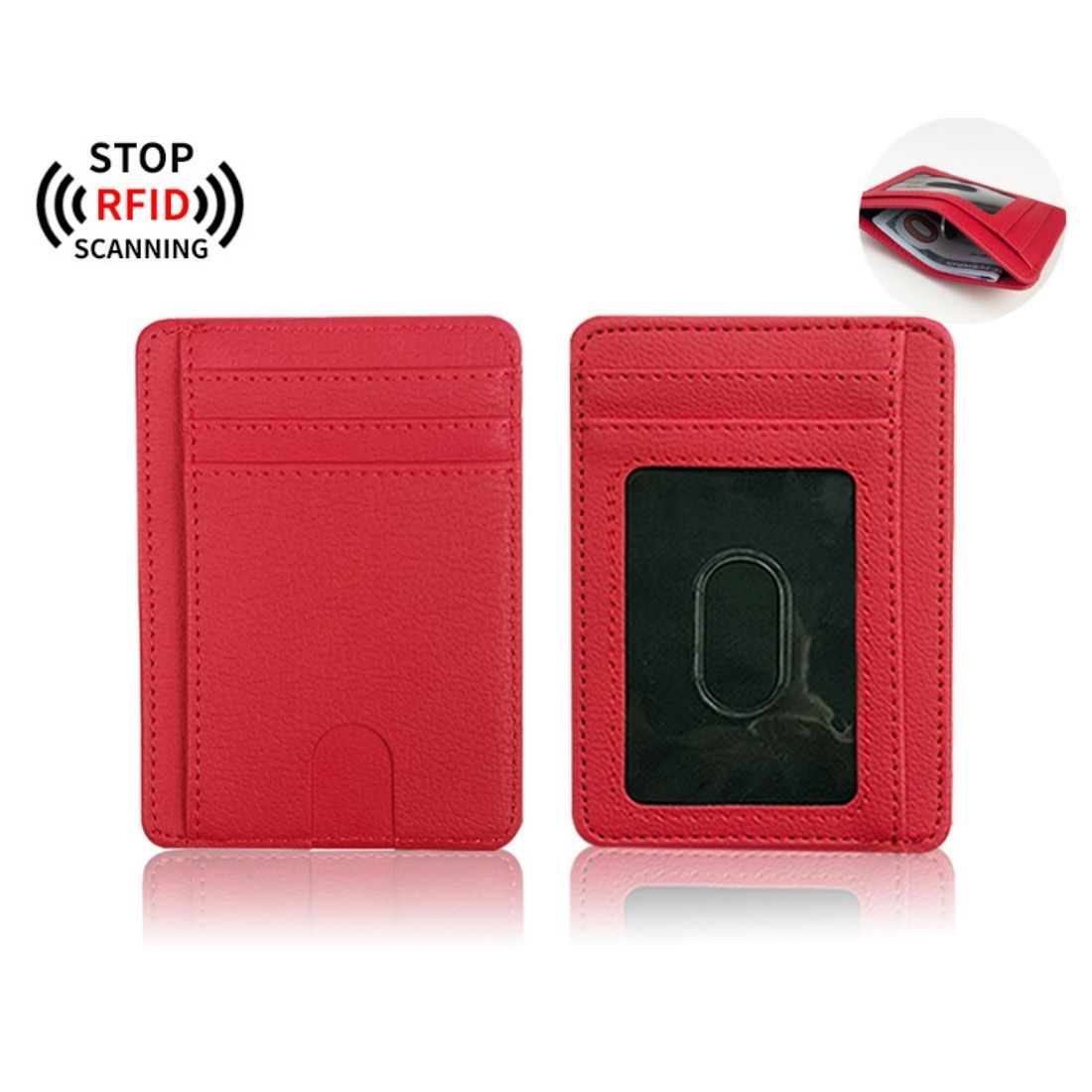 Custom RFID Blocking Slim Leather Card Holder