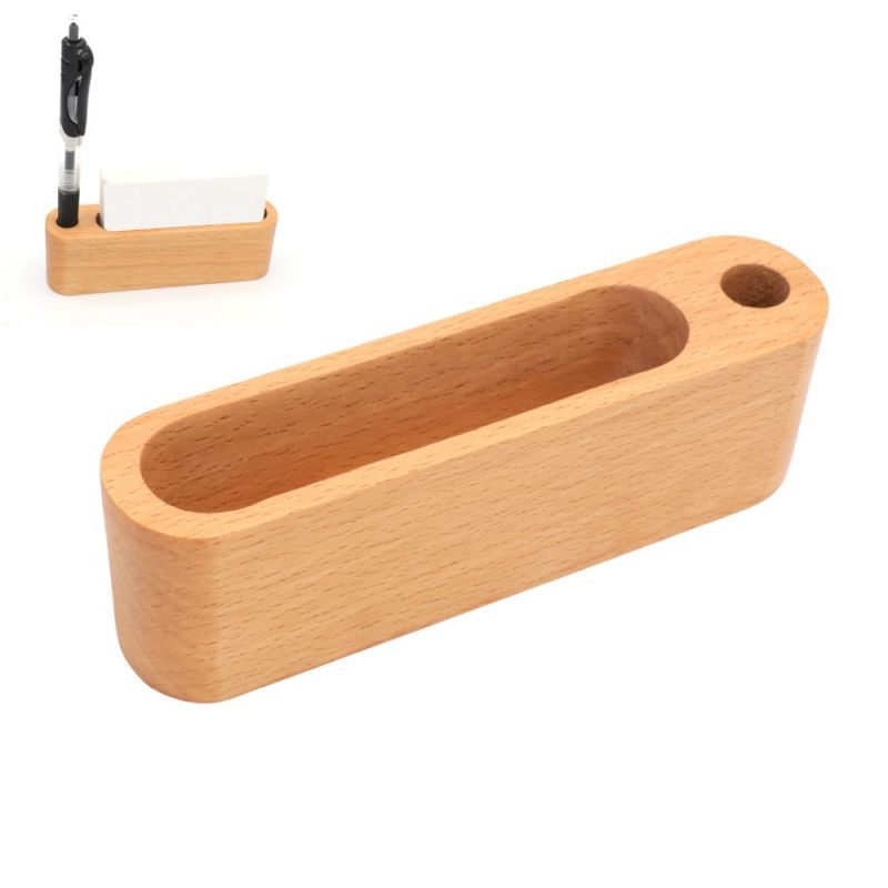 Custom Wooden Business Card Holder with Pen Slot