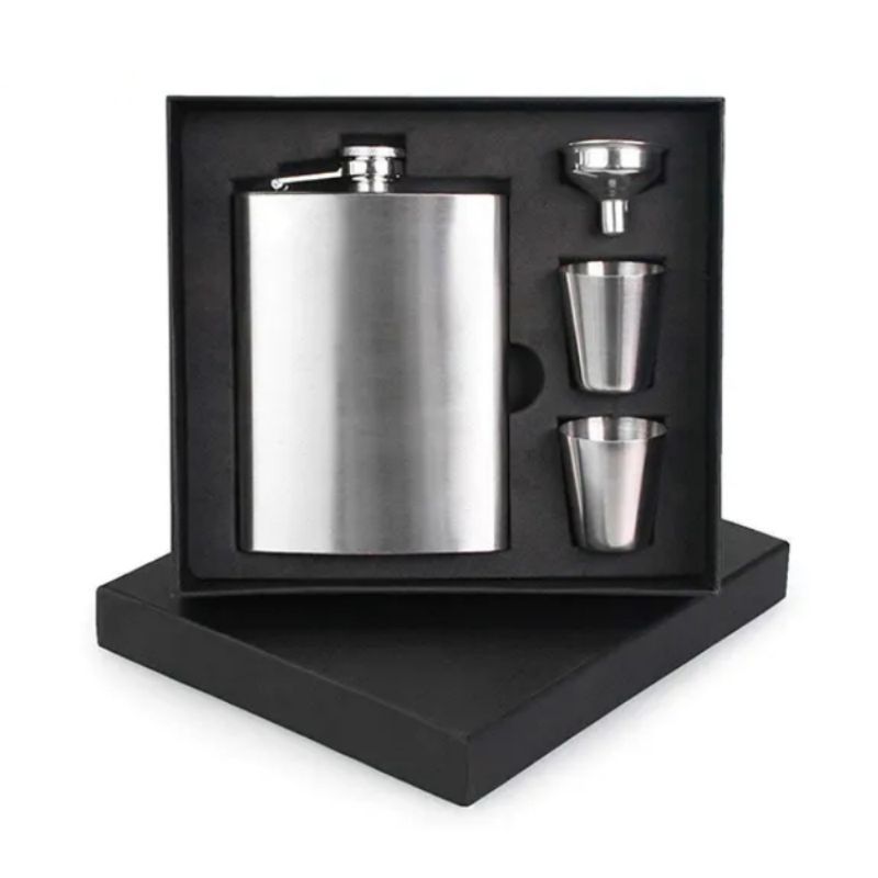 Custom 6 oz Portable Stainless Steel Flask Set