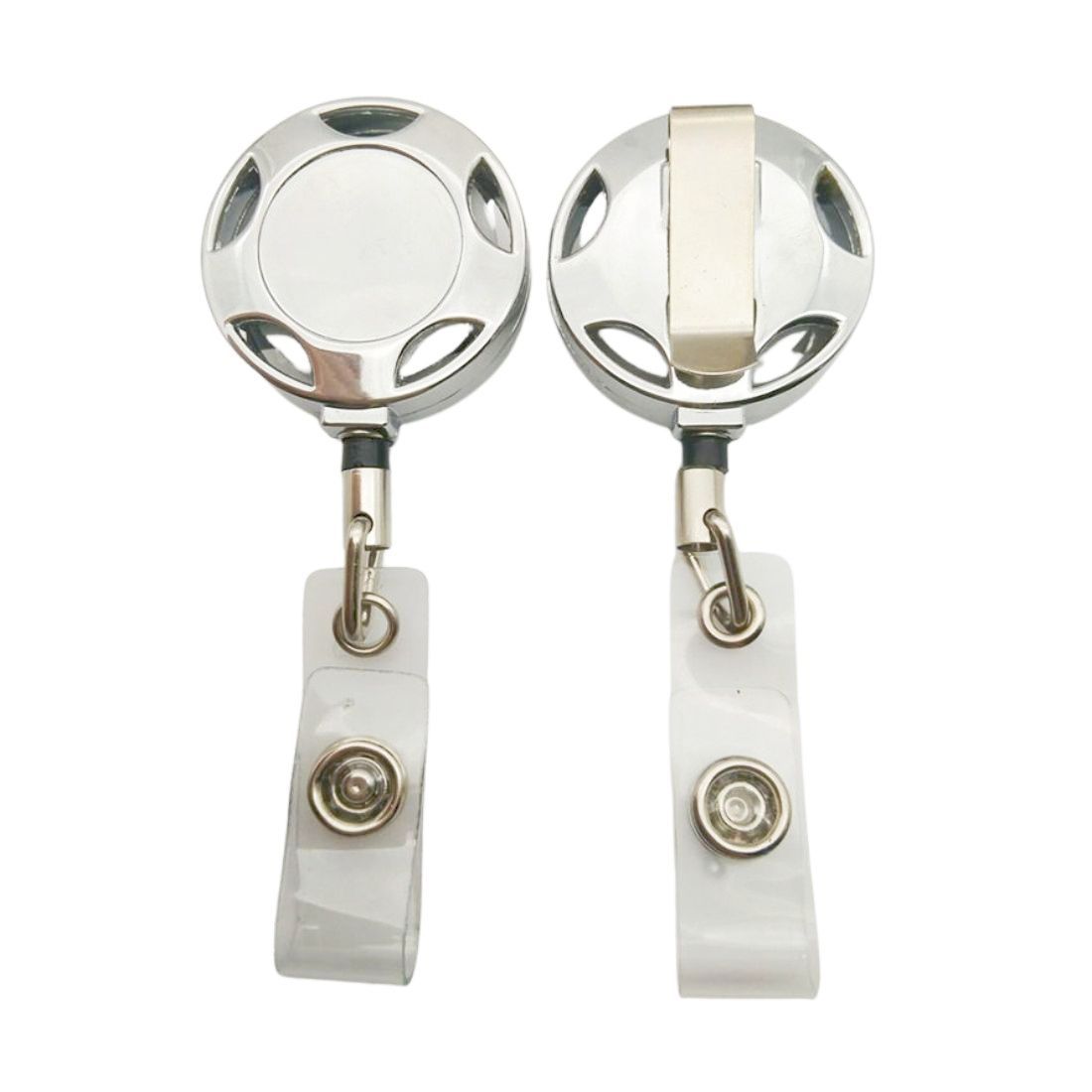 Retractable Metal Chrome Sports Badge Holder