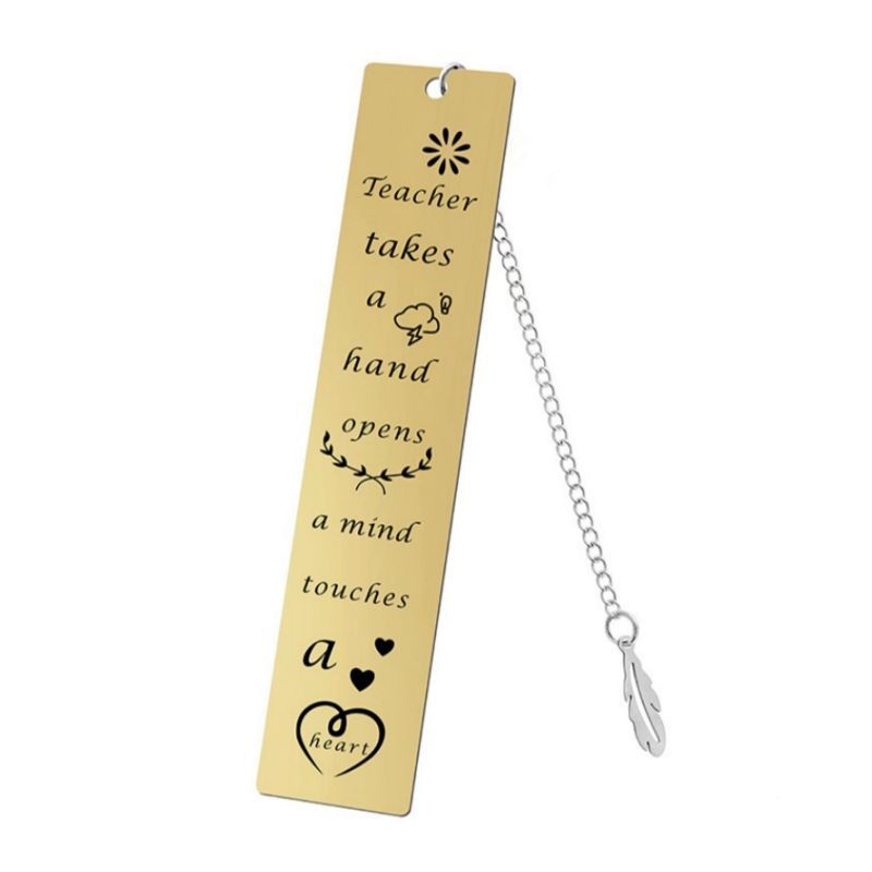 Custom Inspirational Metal Bookmark with Chain Charm