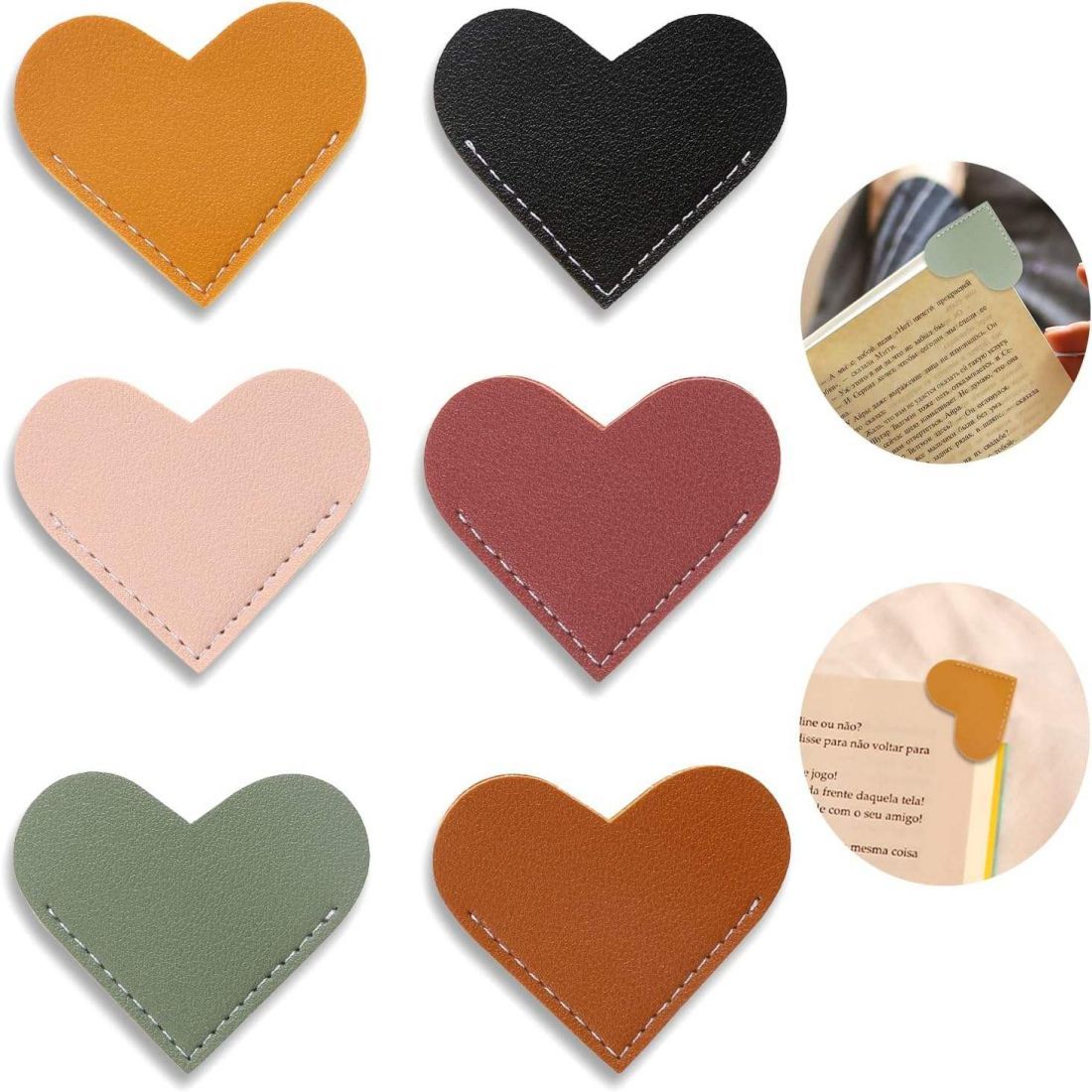 Custom PU Leather Heart Corner Bookmark