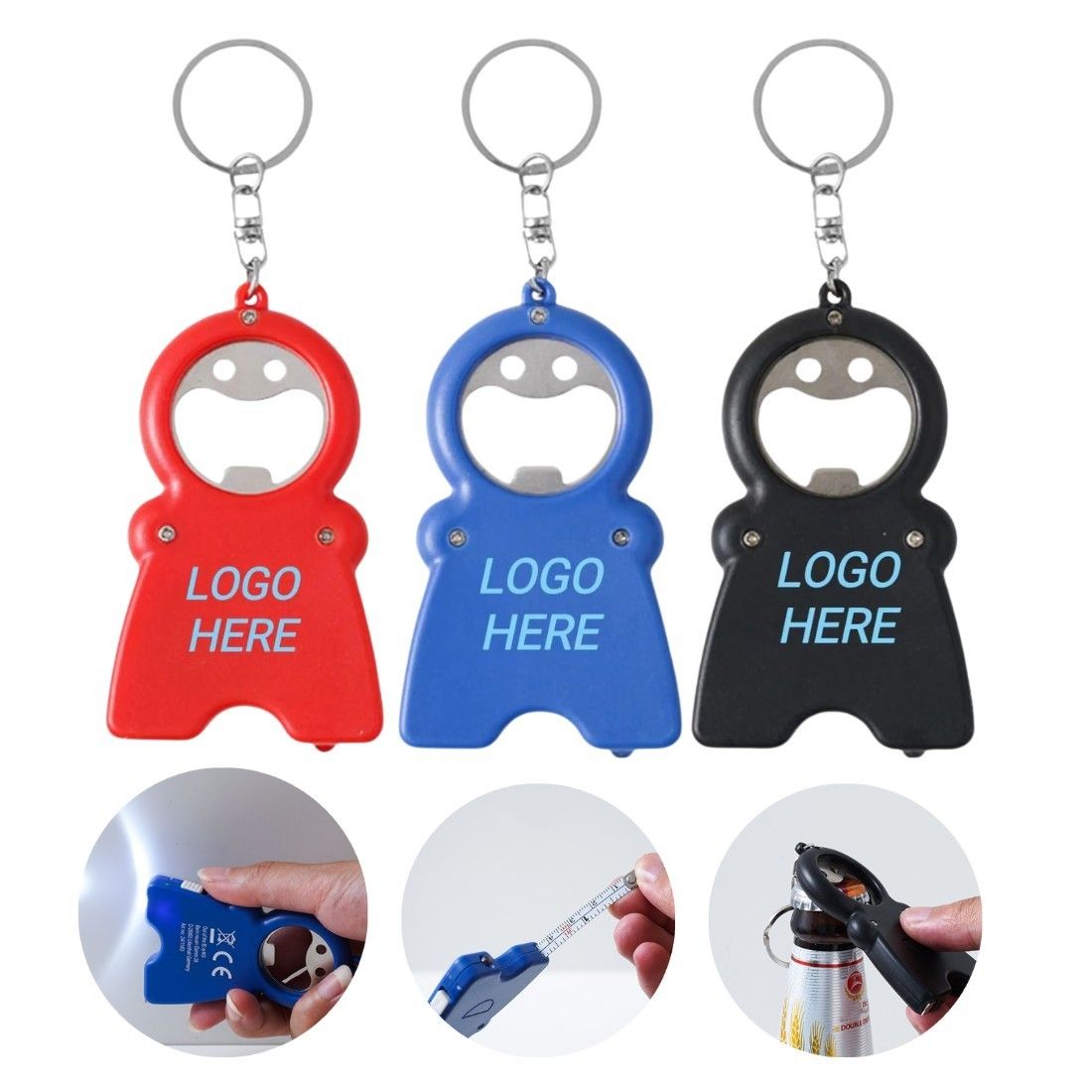 Custom Keychain Opener w/ Flashlight & Tape Measure