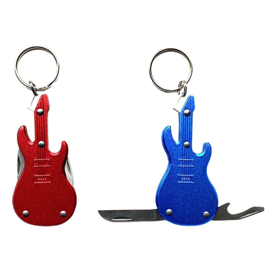 Custom Guitar Bottle Opener Keyring with Knife