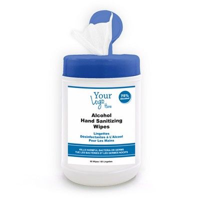 Custom 60pcs Alcohol Wipes in Canister- STOCK LABEL