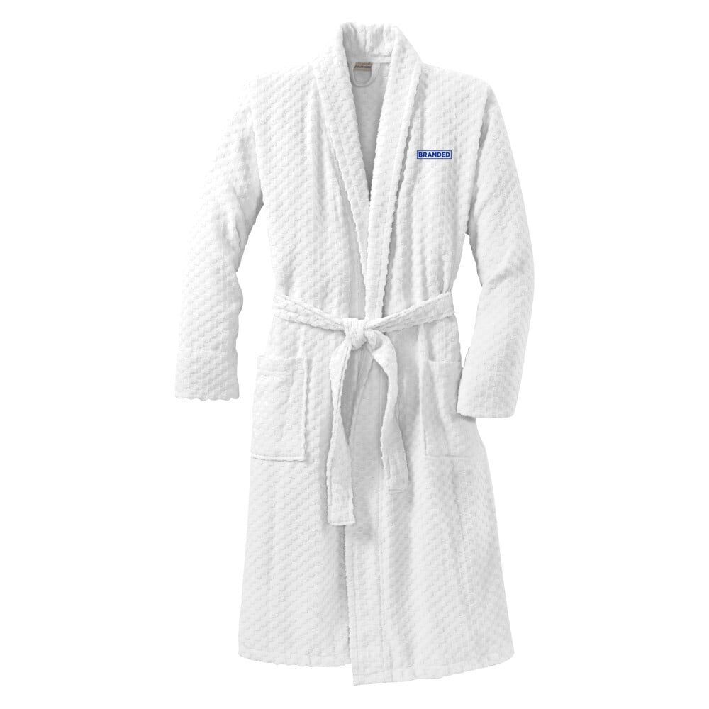 Port Authority Checkered Terry Shawl Collar Robe