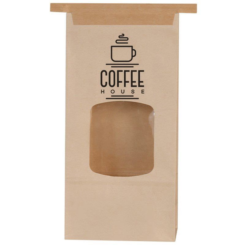 Kraft Paper Coffee Bag with Window-Foil Stamp