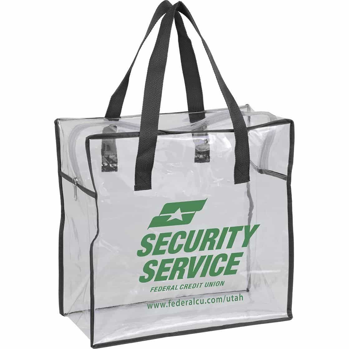 Custom Arete Vinyl Stadium Compliant Tote Bags with Zipper