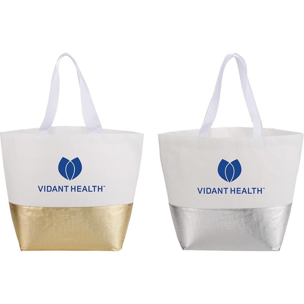Large Laminated Non-Woven Metallic Bottom Tote Bag