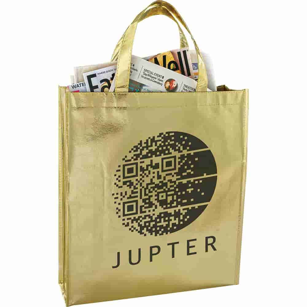 Metallic Laminated Shopper Tote