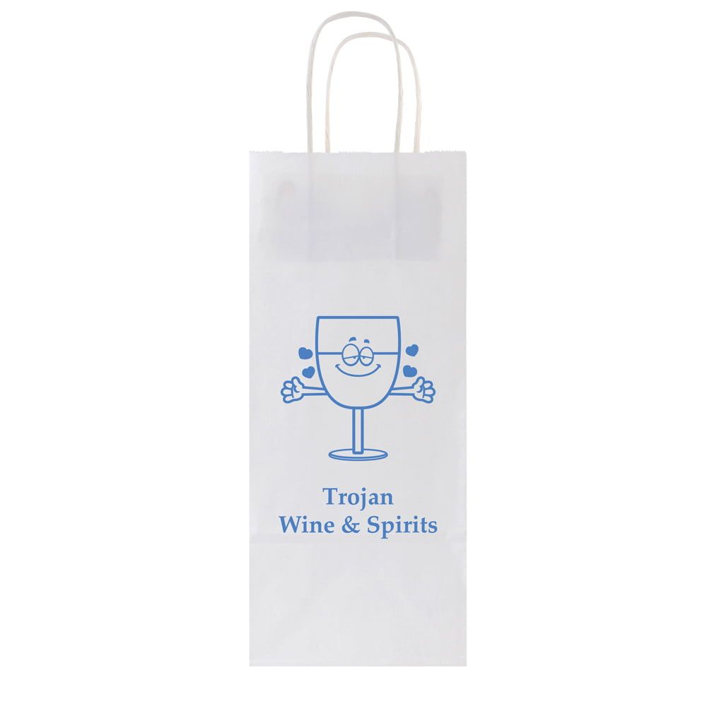 White Kraft Wine Shopping Bag - 5.5 x 3.25 x 12.5 inch