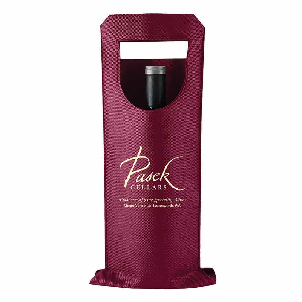 1 Bottle 100 GSM Wine Tote - 16 1/4h x 6w