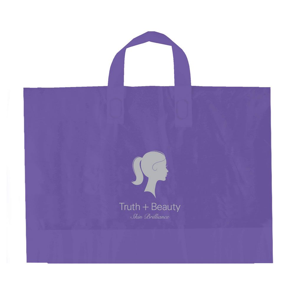 Color Frosted Soft Loop Handle Bags - 12 x 10 inch