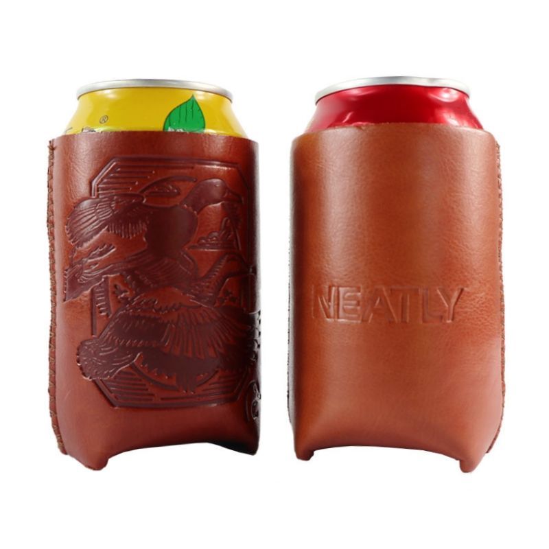 Custom Debossed Leather Can Cooler