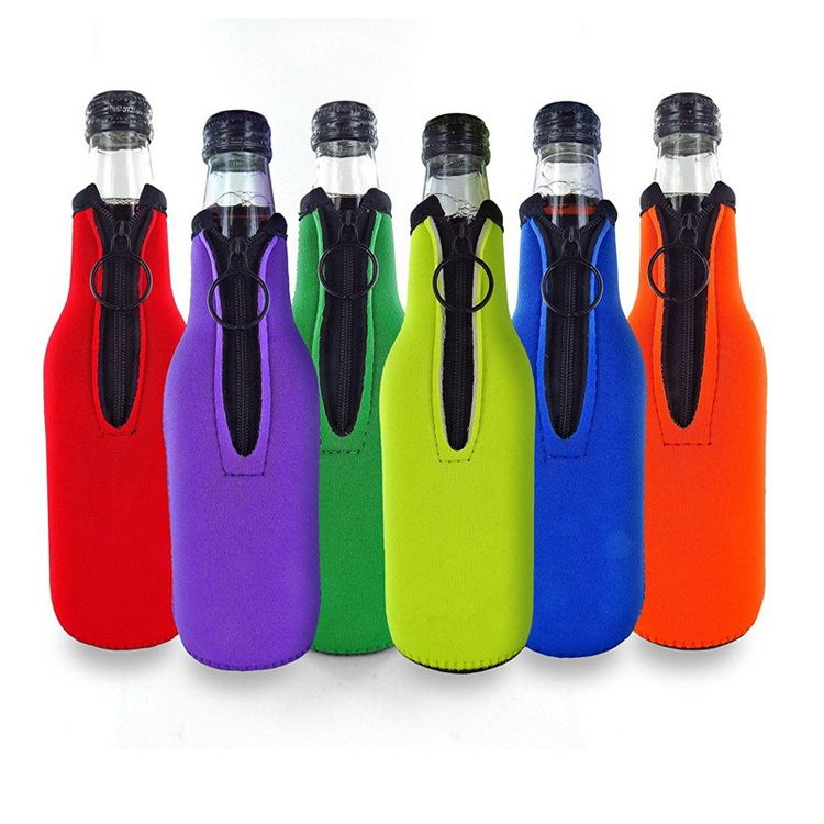 Neoprene Beer Bottle Cooler Sleeve with Zipper