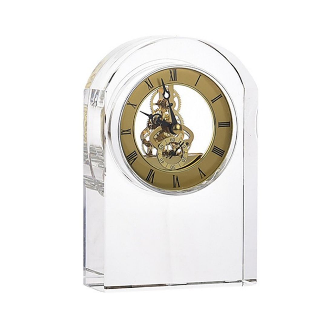 Custom Arched Clear Crystal Table Clock