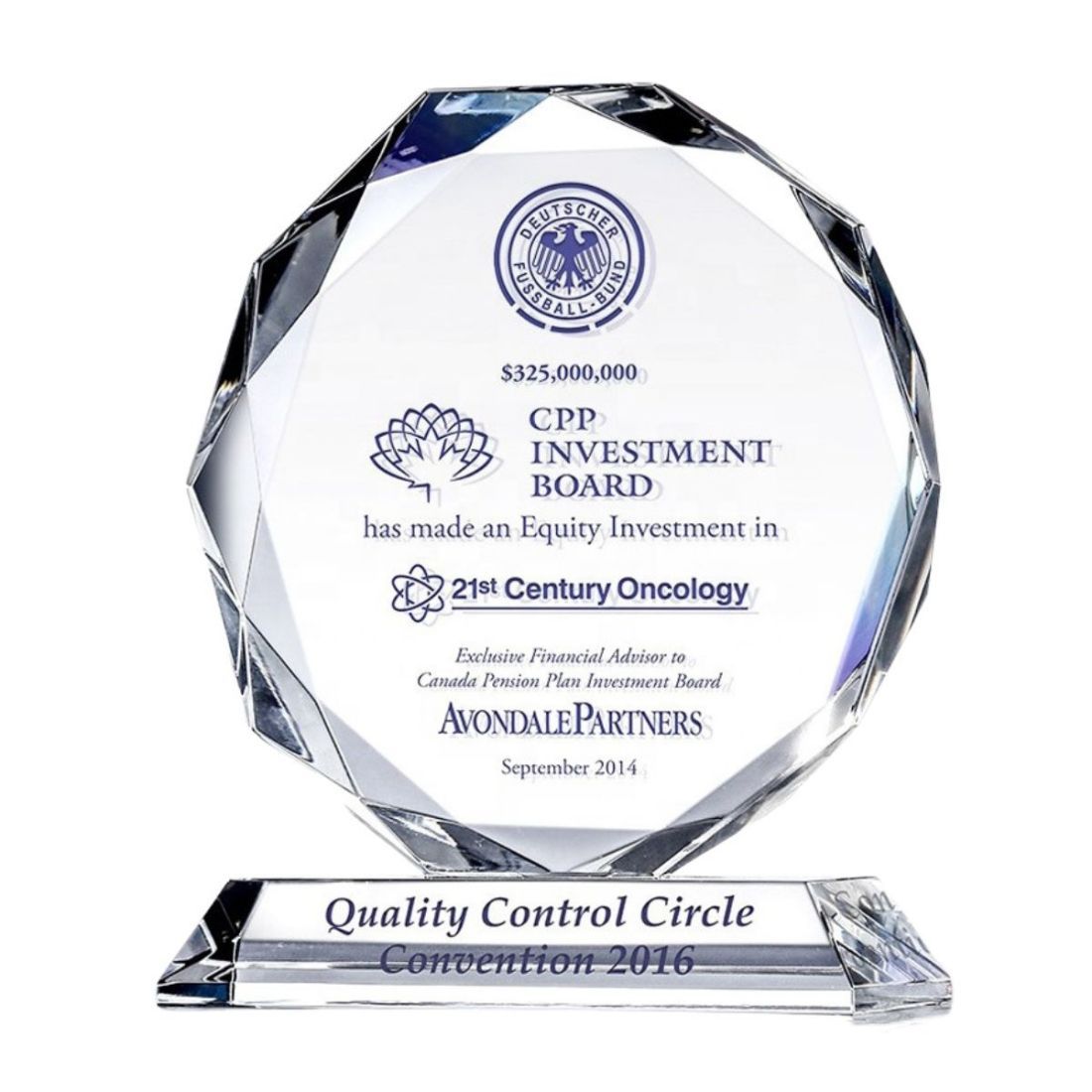 Promotional Crystal Award Logo Souvenir Trophy
