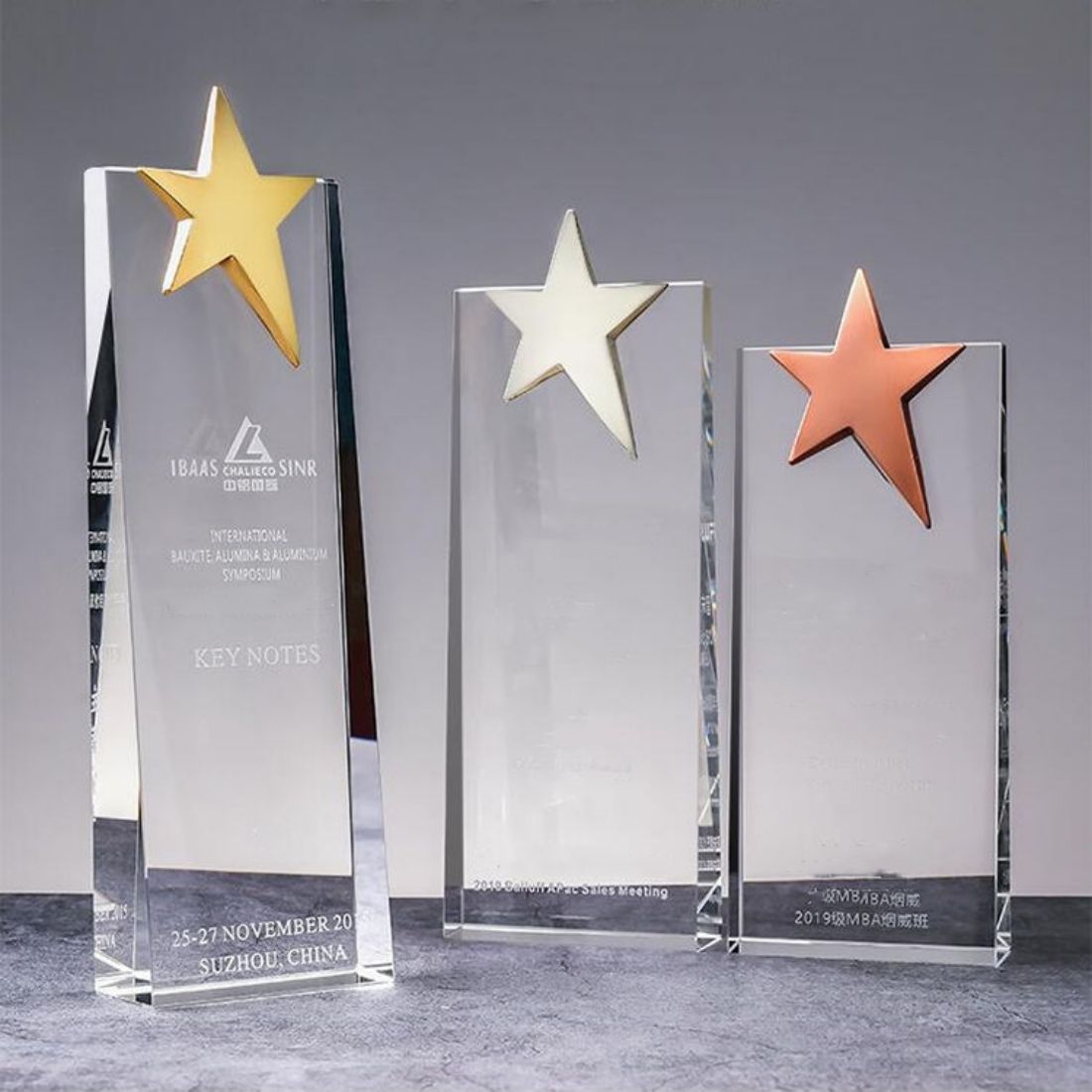 Custom Crystal Trophy Award with Metal Star