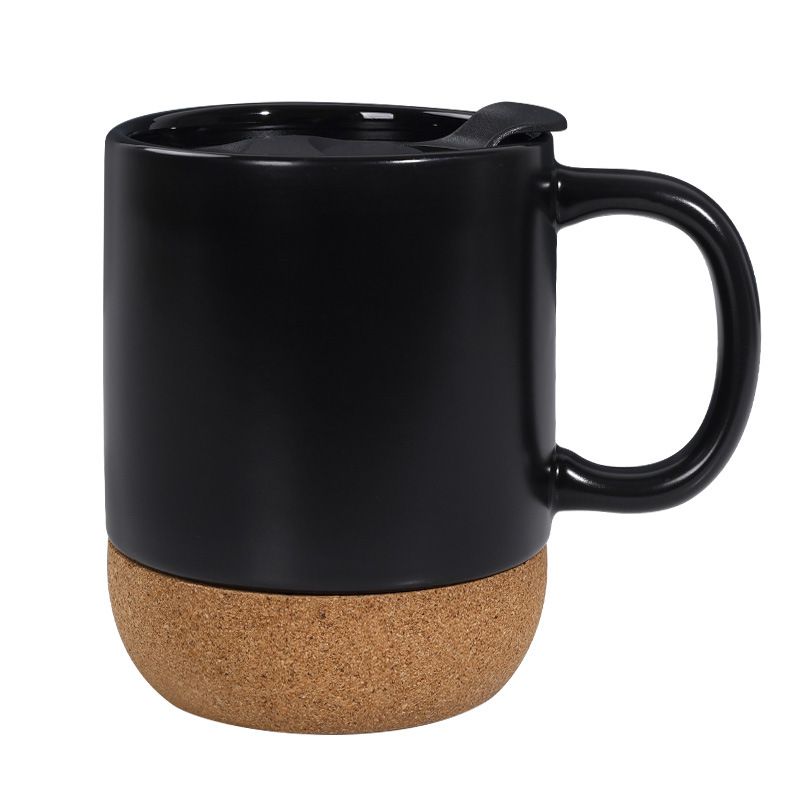 12 oz Ceramic Coffee Mug with Lid & Cork Bottom