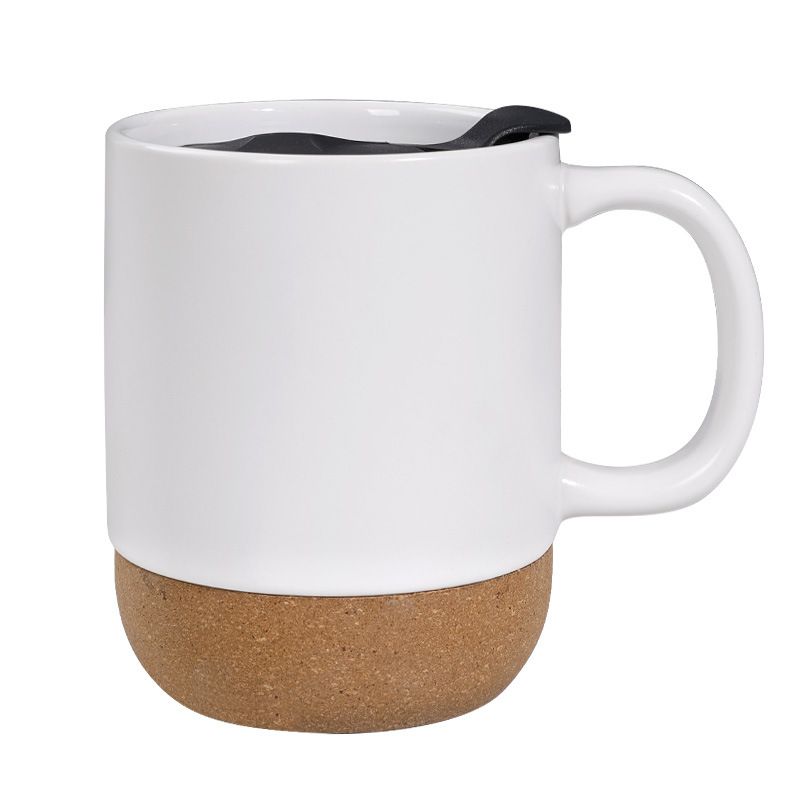 Custom 12 oz Ceramic Mug with Lid & Cork Bottom