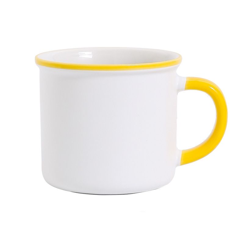 Custom 13 oz Retro Style Colored Rim Ceramic Mug
