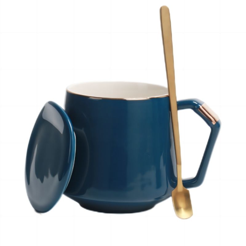 Custom 13 oz Ceramic Coffee Cup with Lid & Spoon