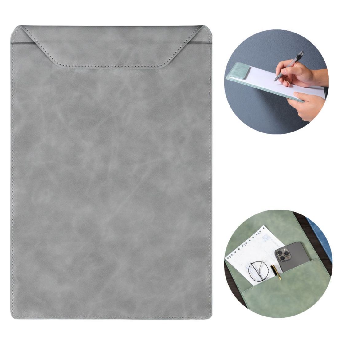 A4 Leather Clipboard with Magnetic Clip & Pocket