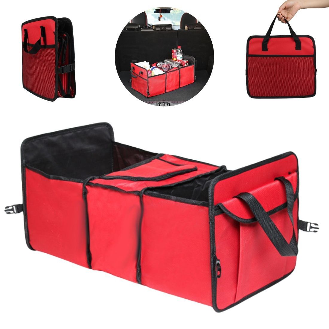 Foldable Car Trunk Organizer with Insulated Bag
