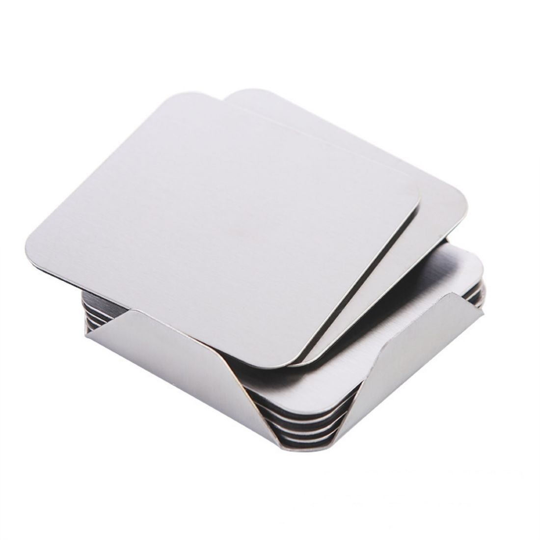 Non-Slip Stainless Steel Coaster Set - 6 Pieces