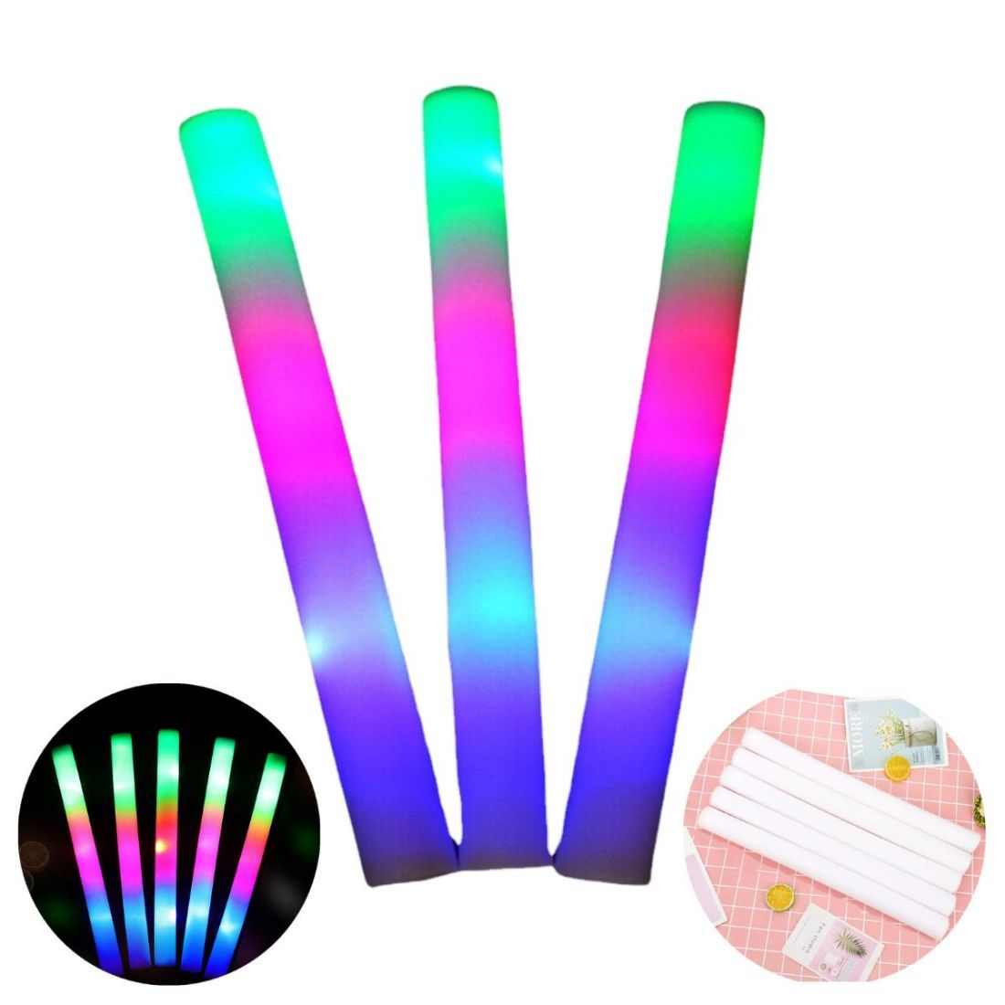 Light Up Led Foam Glow Stick with 3 Modes