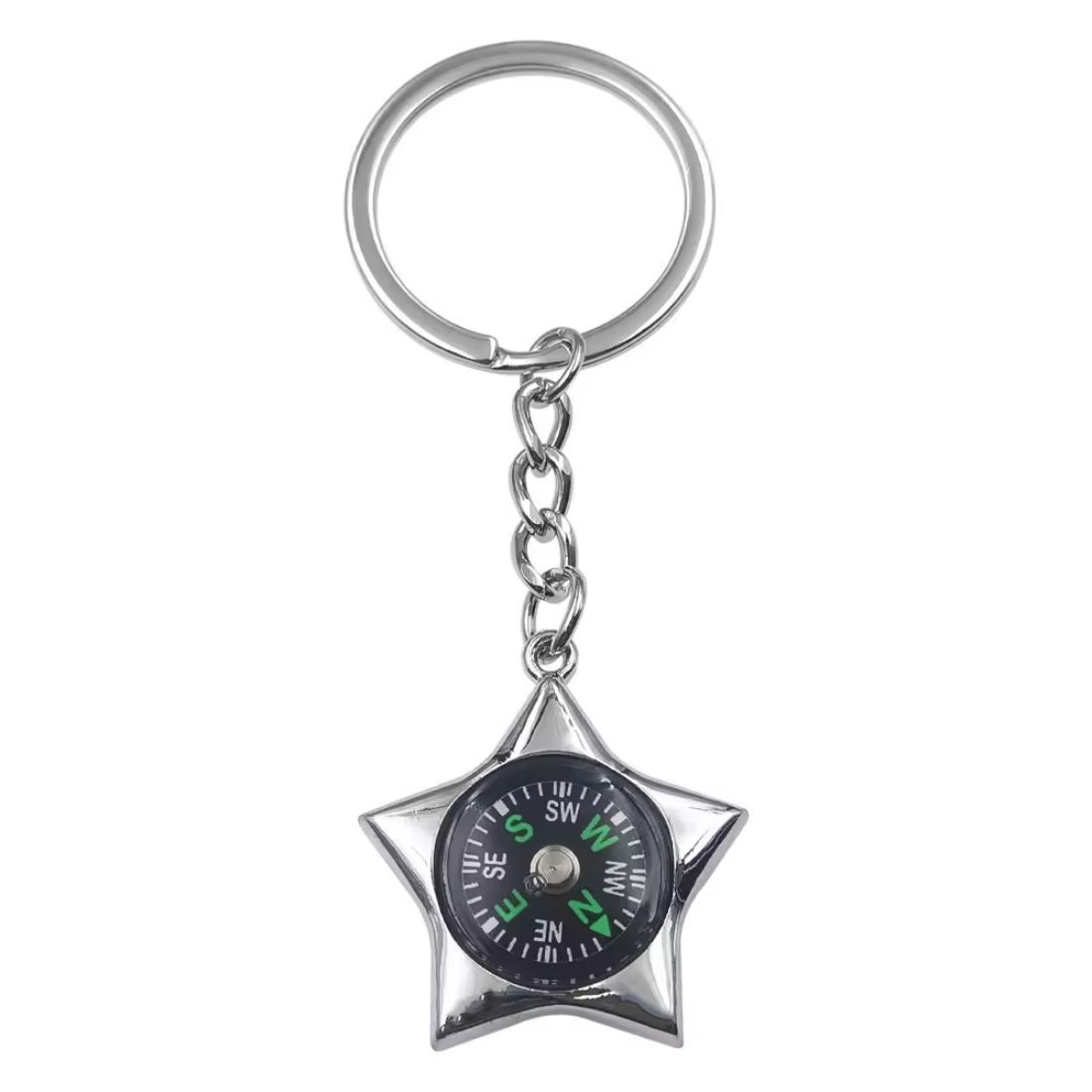 Five-Pointed Star Compass Metal Keychain
