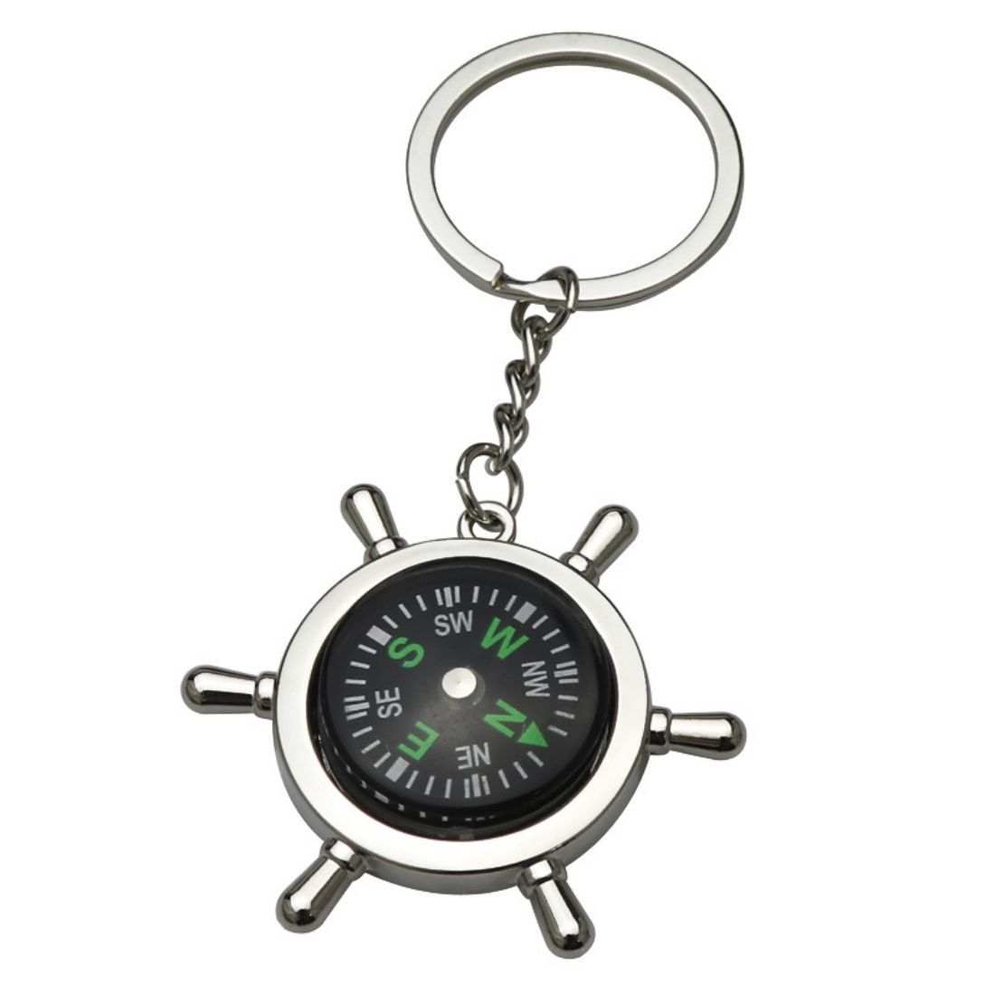 Survival Rudder Compass Metal Keychain